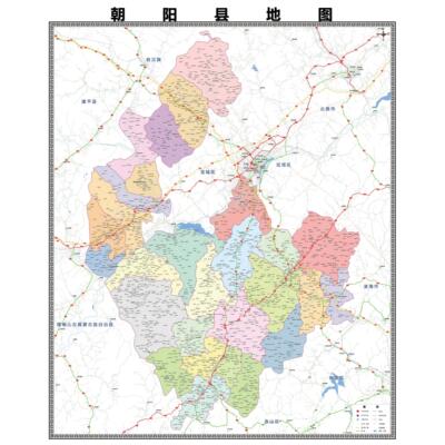 朝阳县区域县市地图街道分布地区区域图办公室贴图挂图