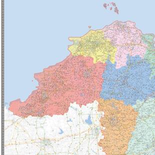 烟台市区市区域县市地图街道分布地区区域图办公室贴图挂图