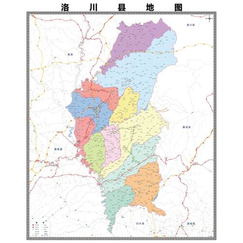 洛川县区市区域县市地图街道分布地区区域图办公室贴图挂图