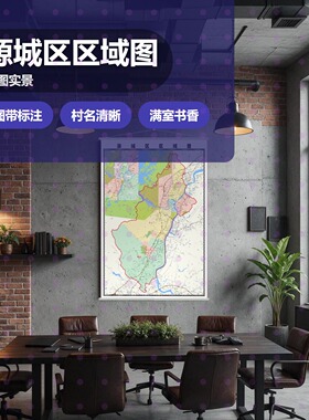 源城区区域图 现代简约装饰画 办公室挂画 定制地图挂图