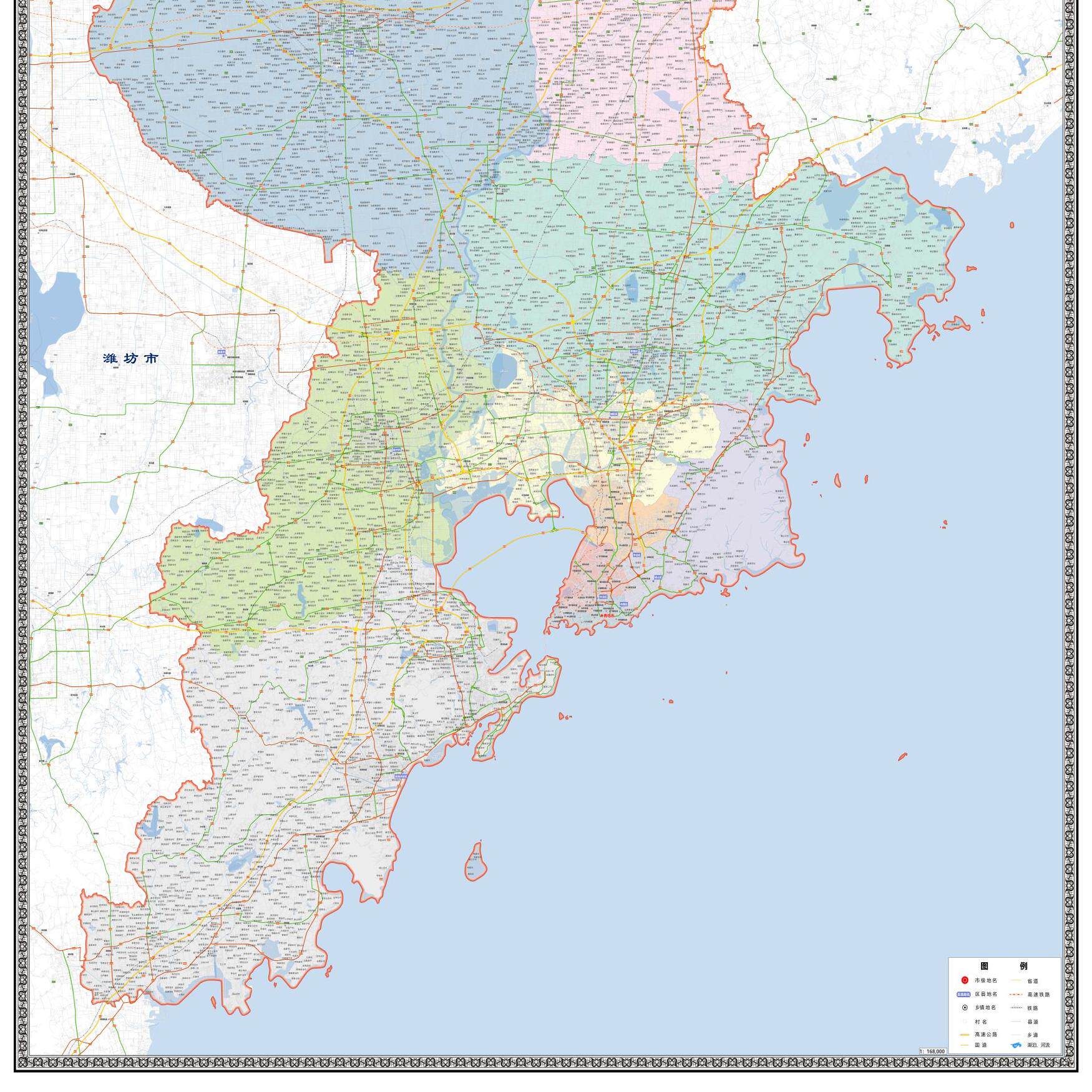青岛市区市区域县市地图街道分布地区区域图办公室贴图挂图