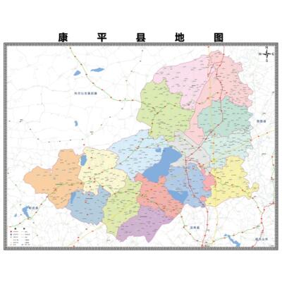 康平县区域县市地图街道分布地区区域图办公室贴图挂图