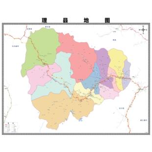 理县区域县市地图街道分布地区区域图办公室贴图挂图