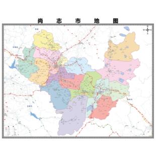 尚志市区域县市地图街道分布地区区域图办公室贴图挂图