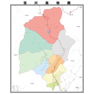 宝兴县区域县市地图街道分布地区区域图办公室贴图挂图