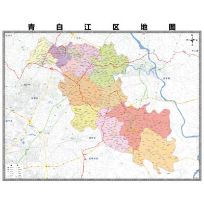 青白江区区域县市地图街道分布地区区域图办公室贴图挂图