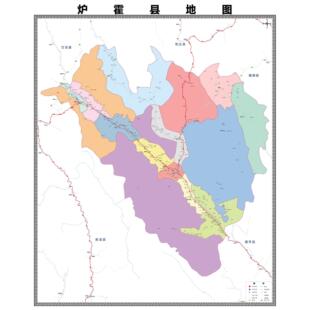 炉霍县区域县市地图街道分布地区区域图办公室贴图挂图