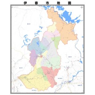 伊春市区域县市地图街道分布地区区域图办公室贴图挂图