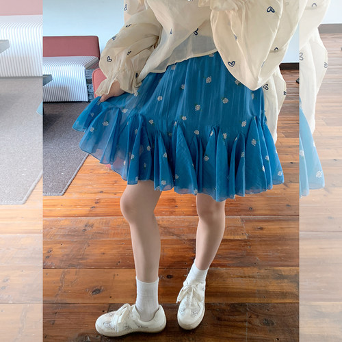 金苏一天丝亚麻印花半身裙女2026夏季韩版高腰显瘦a字裙阔腿短裙