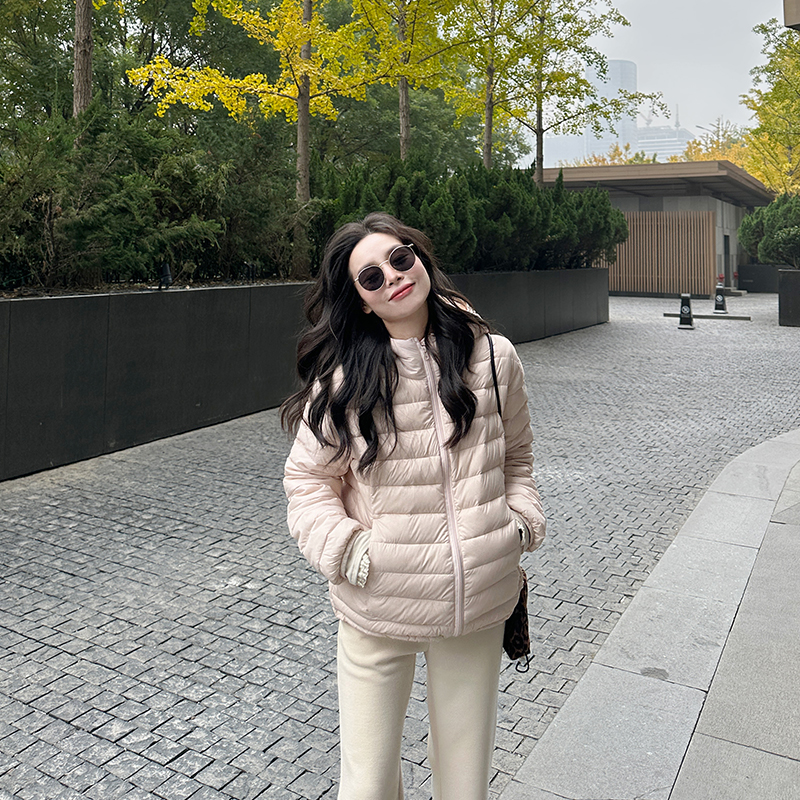 金苏一 排骨羽绒服女冬季韩版90白鸭绒轻薄连帽羽绒外套保暖上衣