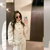 宽松针织外套小个子上衣潮 韩版 金苏一 100羊毛粗针麻花毛衣冬季