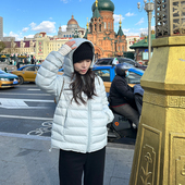 金苏一蓝色排骨羽绒服冬季 轻薄保暖小个子连帽90白鸭绒面包服 韩版