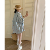 2026春夏韩版 金苏一 蓝色爱心刺绣衬衫 宽松廓形防晒衬衣薄外套潮