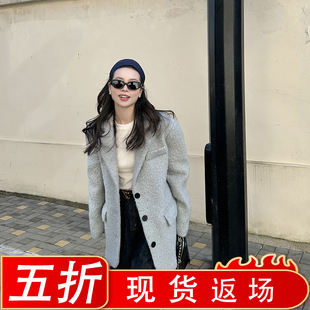 外套韓版 金蘇一 年中5折清倉 湖藍(lán)色43羊毛呢西裝 保暖毛呢子大衣