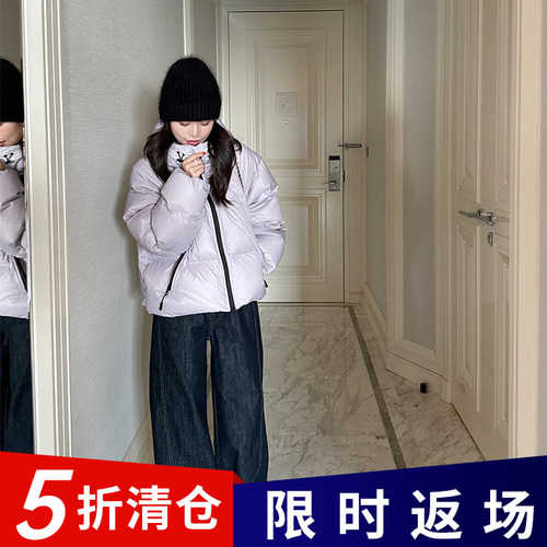 金苏一  年中清仓26号晚8点 紫色连帽羽绒服90白鸭绒面包服