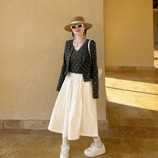 显瘦上衣套装 修身 深灰色碎花蕾丝T恤两件套2026春夏韩版 金苏一