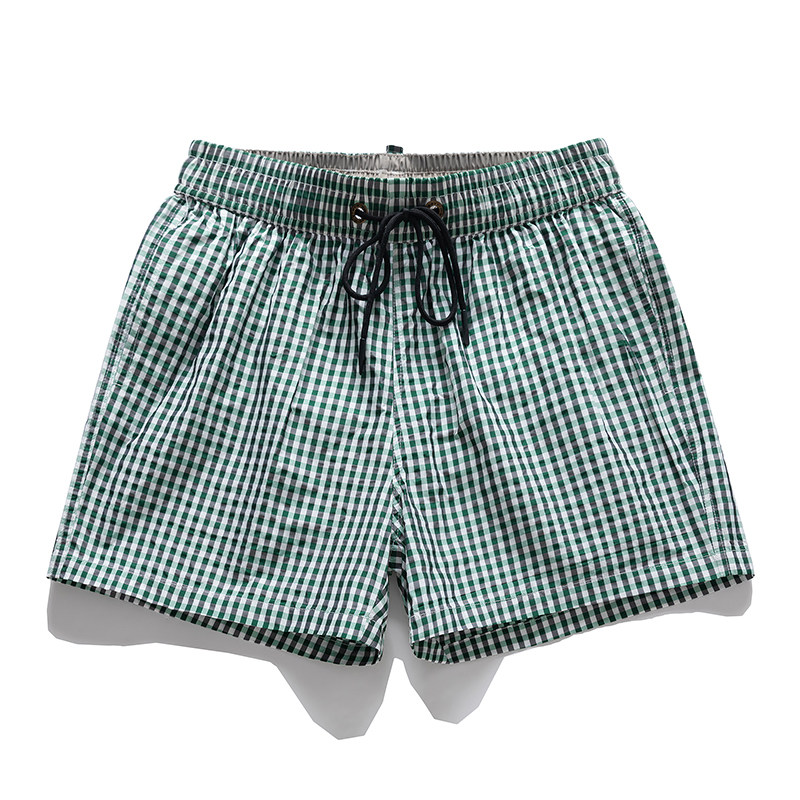 格纹短裤男2025夏薄松紧腰大码宽松显瘦三分裤系带休闲速干沙滩裤,男装,短裤,淘宝优惠券,粉丝福利购,淘宝优惠卷