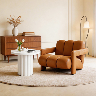 现代简约单人沙发椅客厅轻奢休闲椅奶油风设计师懒人椅