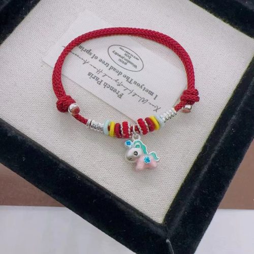 足银999 本命年马小坠纯银盘缠转运手绳手工diy送女友闺蜜