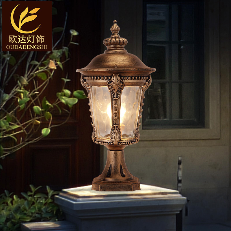 欧式防水柱头灯户外墙门口复古