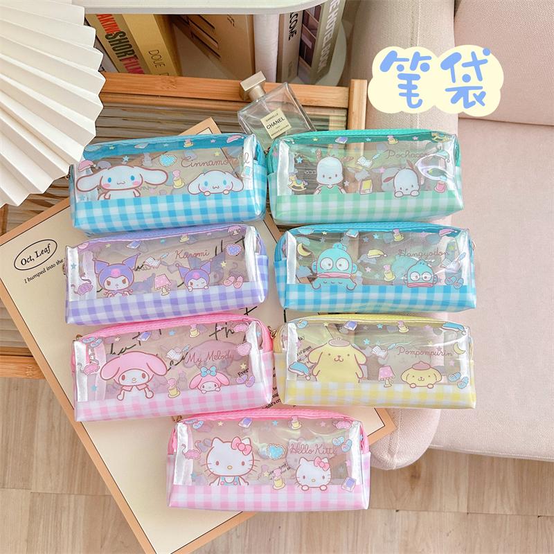 日系可爱少女心透明笔袋学生大容量文具盒卡通铅笔盒高颜值收纳袋