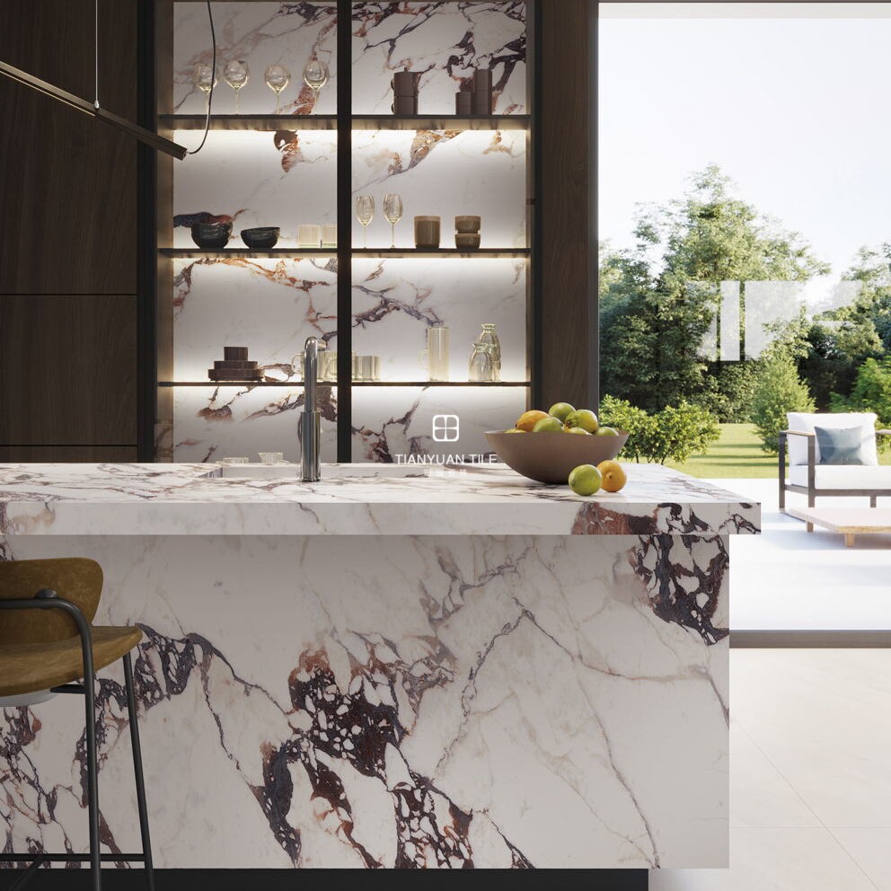 宝格丽瓷砖厨房仿大理石墙面砖大板雪花白爵士白柔光900x1800