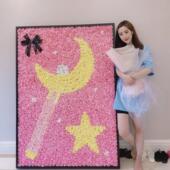 网红礼物定制皮卡丘美少女战士花墙永生花玫瑰送女友闺蜜生日求婚