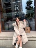 贵妃专属2025专柜高端时尚 气质百搭加长款 兔毛连帽白鸭绒外套8811