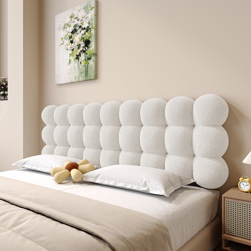 thumbnail for 2024 new bedside backrest soft pack cream wind small snowball tatami mat no bedside cushion premium cushion customization