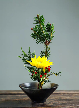 陶瓷日式禅意插花摆件