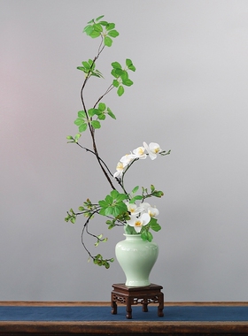 仿真花艺茶席摆件中式禅意客厅插花高级感日式景观花瓶绿植造景