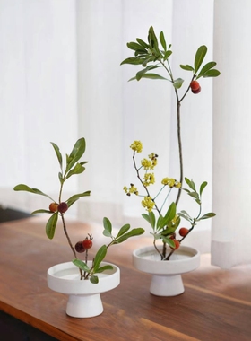 迷你高足茶席插花器陶瓷中式