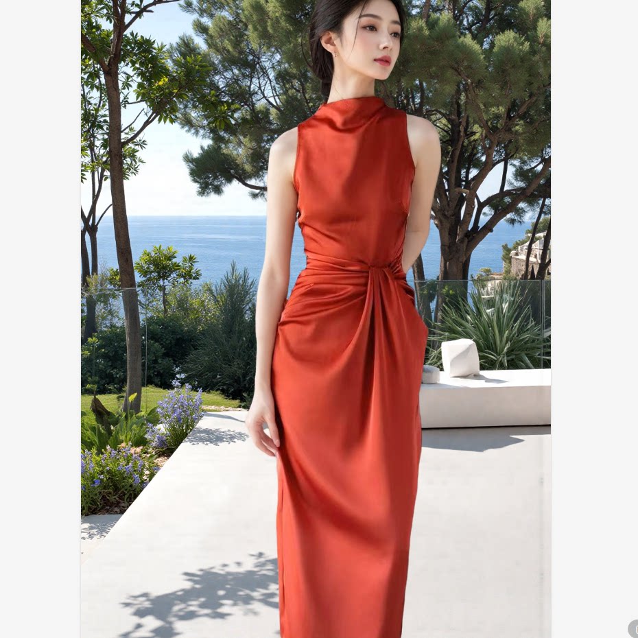 新娘高级感缎面订婚连衣裙红色新中式晨袍敬酒服国风改良回门礼服