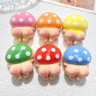 春天蘑菇屁屁diy奶油胶发饰头绳手机壳吊坠鞋 扣树脂配件材料批发