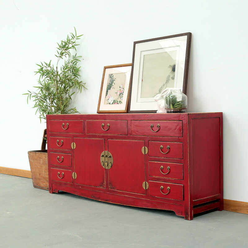 实木餐边柜复古做旧新中式卧室高电视柜子现代简约储物收纳玄关柜