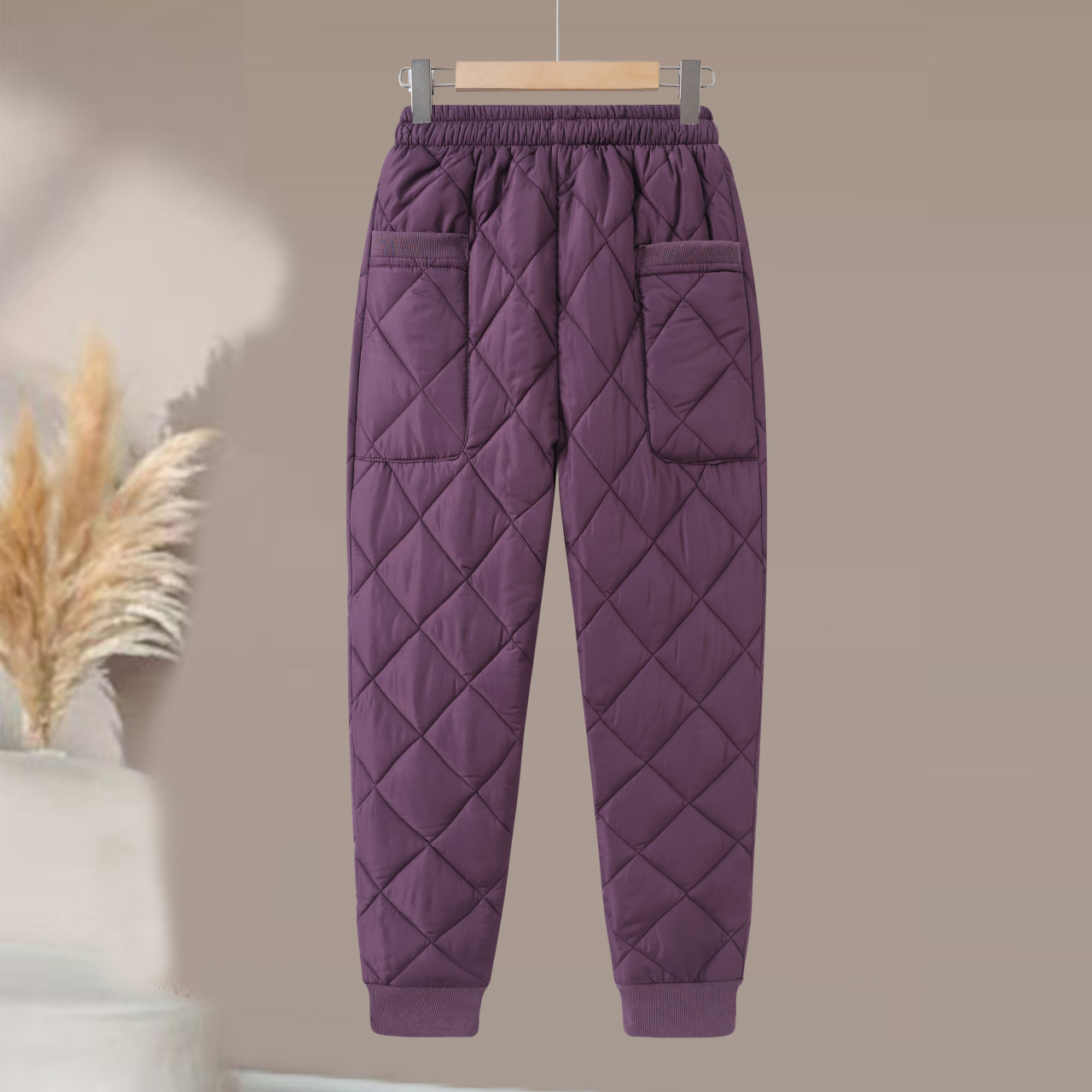 2025冬季女士外穿高腰夹棉裤哈伦裤灯笼裤厚款束脚保暖棉裤