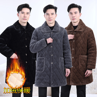 冬季特厚款男士棉服外套中长款翻领棉衣耐寒抗冻宽松大码罩衣