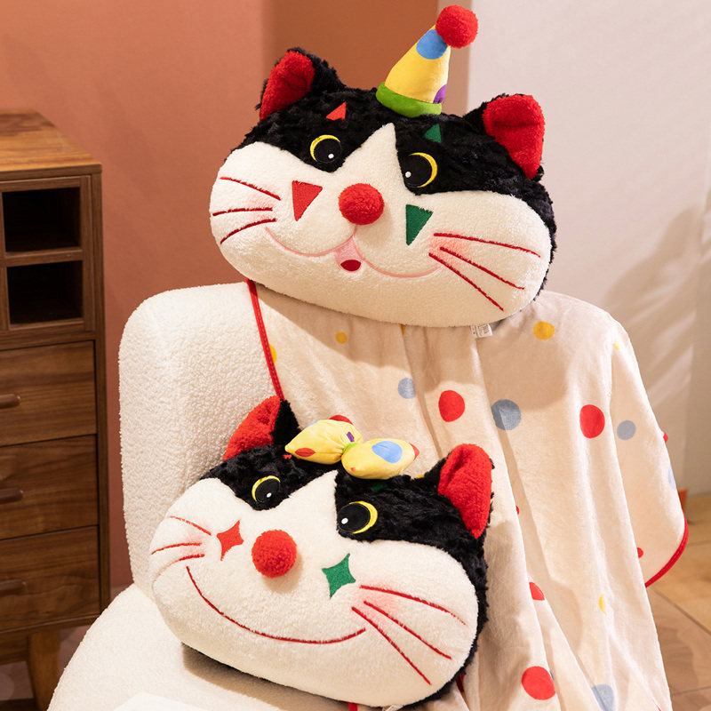 卡通猫咪车载抱枕便携午休空调毯