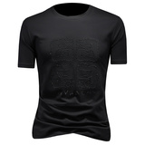 2025夏季男士新款双丝光棉短袖t恤潮流圆领半袖上衣男25002P75，男装T恤，钱塘6036（原3026）