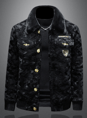 2025冬季男士金貂绒皮草加厚皮毛水一体翻领外套 货号89071 P320