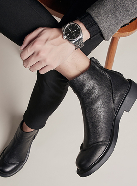 男士冬季加绒棉鞋英伦潮流马丁靴时尚真皮短靴高帮工装靴PB90922