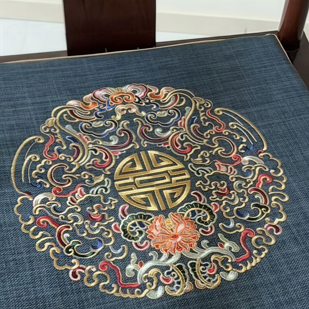 新中式太师椅海绵垫可拆洗防滑红色棉麻茶桌垫四季通用实木椅座垫
