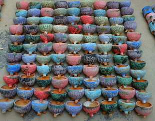 一卌手工多肉花盆 透气控型粗陶釉面 雨滴 矮圆一物一拍 满58包邮