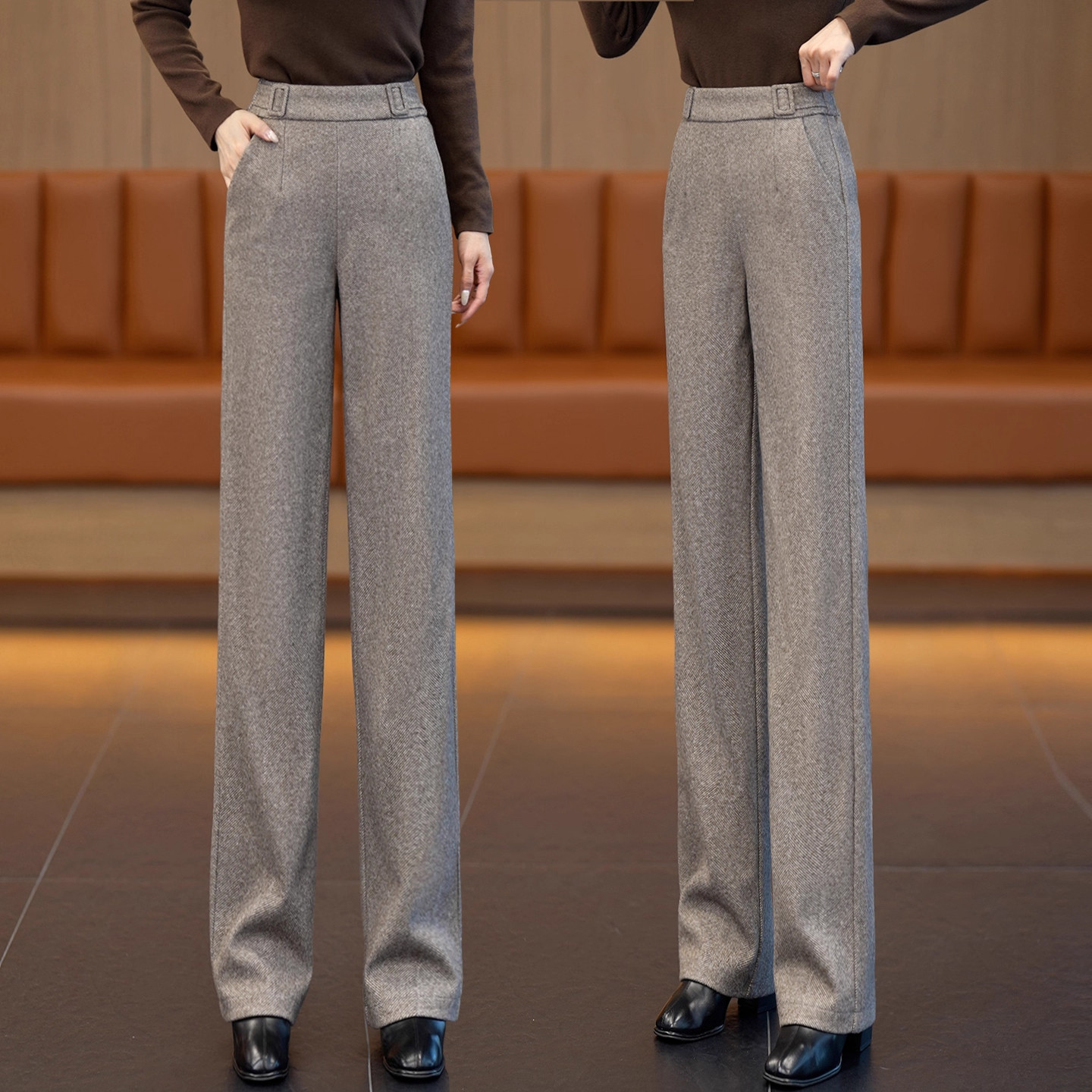 软糯醋酸羊毛直筒弯刀裤女2025秋冬加厚新款高腰羊毛呢窄版阔腿裤,女装/女士精品,大码裤装,淘宝优惠券,粉丝福利购,淘宝优惠卷