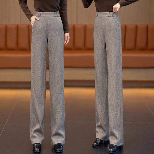 软糯醋酸羊毛直筒弯刀裤女秋冬