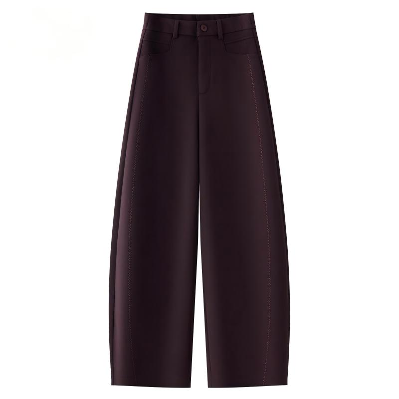 乌梅紫软糯羊毛弯刀裤女2025新款