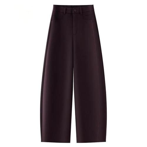 乌梅紫软糯羊毛弯刀裤女2025新款