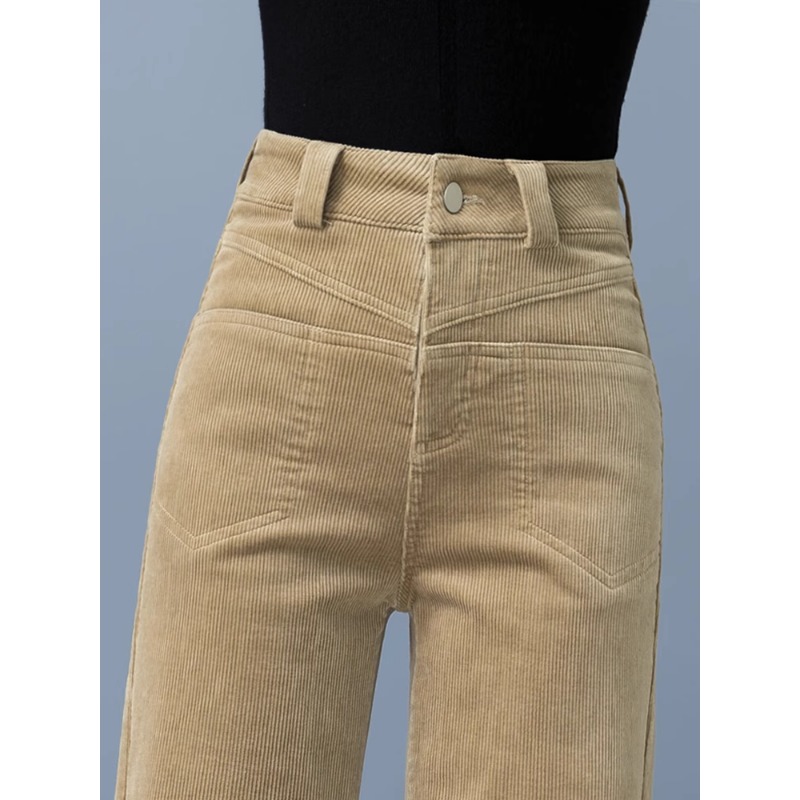 加绒加厚灯芯绒窄版阔腿裤女