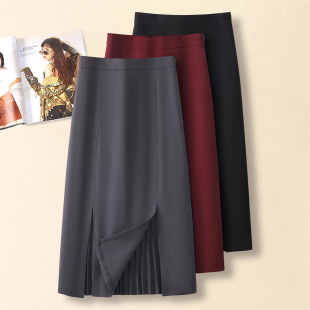 高腰显瘦开叉精致a字直筒裙 新款 今年流行爆款 半身裙女2026春秋季