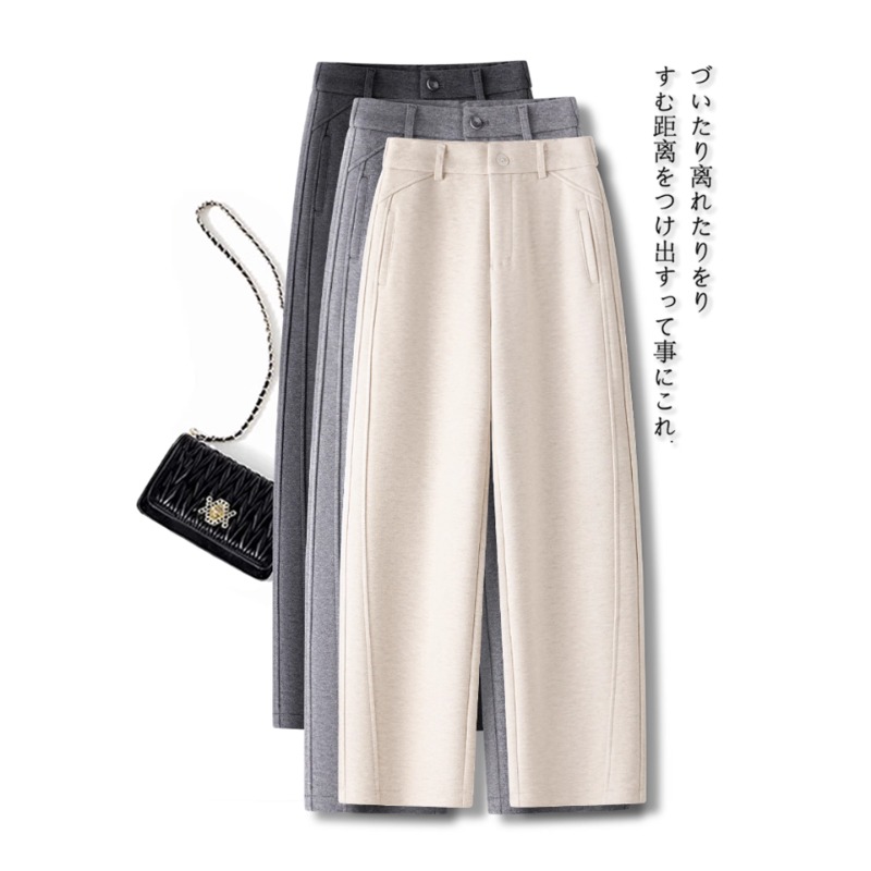 休闲羊毛呢弯刀裤女2025冬季